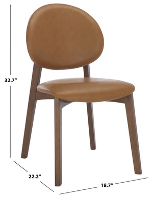Safavieh KAYLEEN Wood and Linen Dining Chair - Elevate Your Space with Timeless Comfort and Minimalist Design Walnut / Brown SFV6712B-SET2