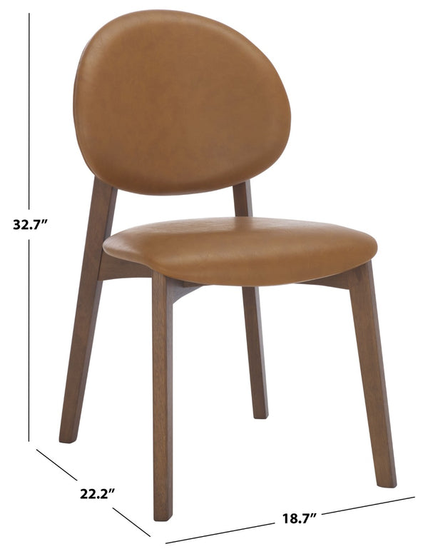 Safavieh KAYLEEN Wood and Linen Dining Chair - Elevate Your Space with Timeless Comfort and Minimalist Design Walnut / Brown SFV6712B-SET2