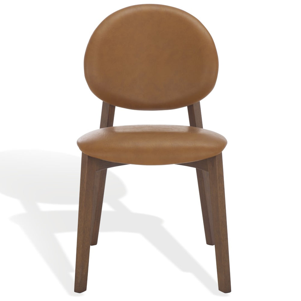 Safavieh KAYLEEN Wood and Linen Dining Chair - Elevate Your Space with Timeless Comfort and Minimalist Design Walnut / Brown SFV6712B-SET2