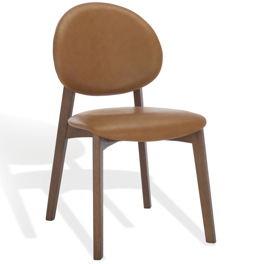 Safavieh KAYLEEN Wood and Linen Dining Chair - Elevate Your Space with Timeless Comfort and Minimalist Design Walnut / Brown SFV6712B-SET2