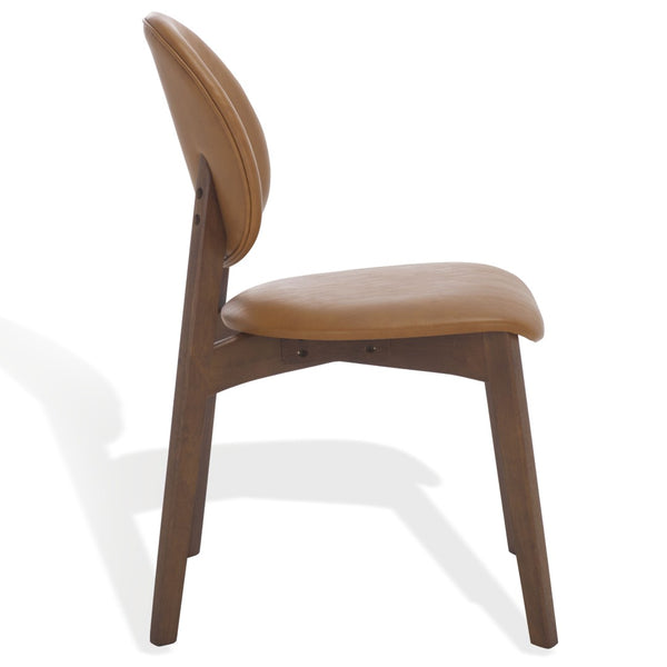 Safavieh KAYLEEN Wood and Linen Dining Chair - Elevate Your Space with Timeless Comfort and Minimalist Design Walnut / Brown SFV6712B-SET2