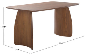 Safavieh Kayleen Rectangle Wood Dining Table - Elegant Walnut Finish For Stylish Gatherings And Daily Living Walnut Wood Sfv6713a-2bx