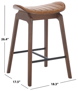 Safavieh Elline Wood And Vegan Leather Counter Stool - Elegant Dining Chair For Modern Home Decor Upgrade Walnut ,Brown 55% Wood,15% Fabric,30% Foam Sfv6714a-set2