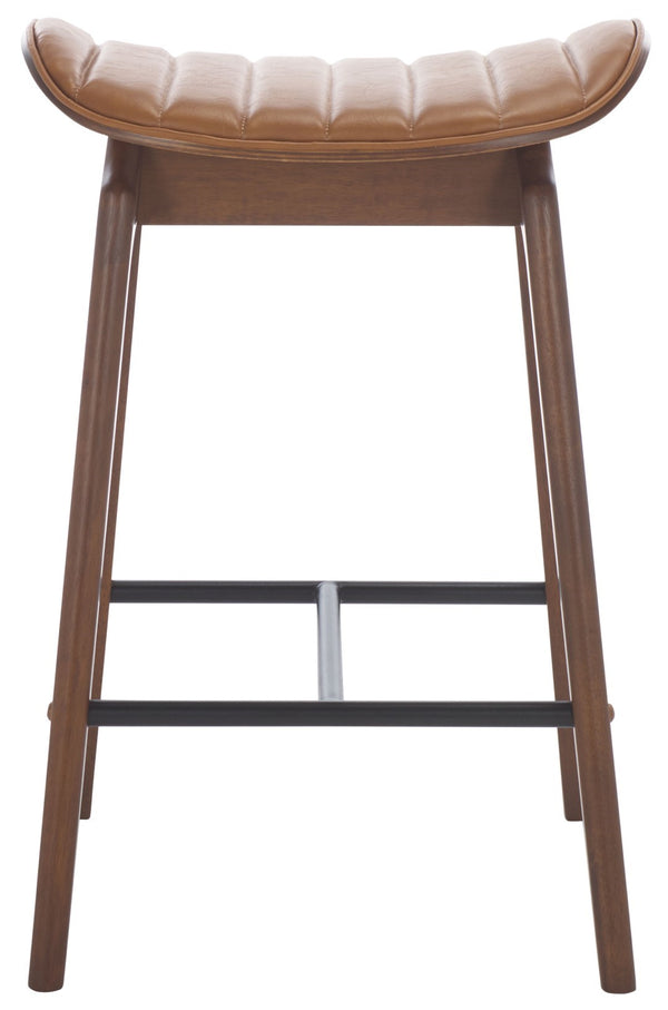 Safavieh Elline Wood And Vegan Leather Counter Stool - Elegant Dining Chair For Modern Home Decor Upgrade Walnut ,Brown 55% Wood,15% Fabric,30% Foam Sfv6714a-set2