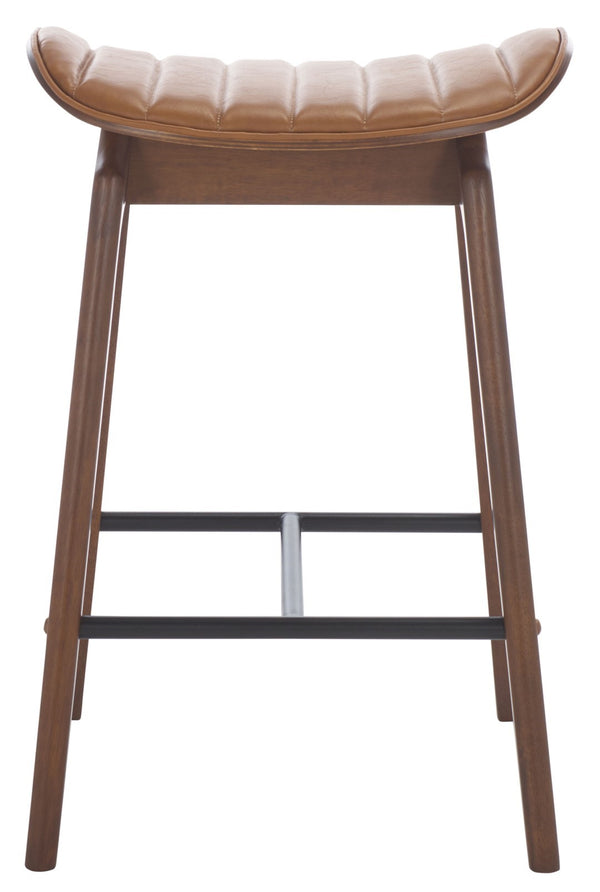 Safavieh Elline Wood And Vegan Leather Counter Stool - Elegant Dining Chair For Modern Home Decor Upgrade Walnut ,Brown 55% Wood,15% Fabric,30% Foam Sfv6714a-set2