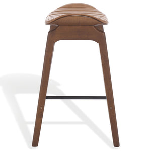 Safavieh Elline Wood And Vegan Leather Counter Stool - Elegant Dining Chair For Modern Home Decor Upgrade Walnut ,Brown 55% Wood,15% Fabric,30% Foam Sfv6714a-set2