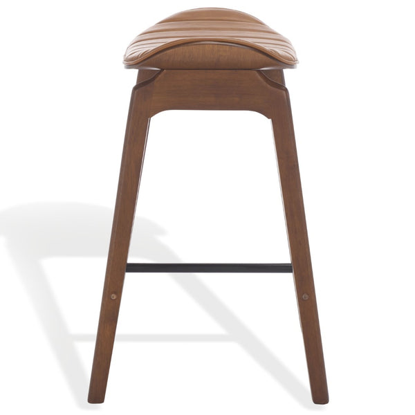 Safavieh Elline Wood And Vegan Leather Counter Stool - Elegant Dining Chair For Modern Home Decor Upgrade Walnut ,Brown 55% Wood,15% Fabric,30% Foam Sfv6714a-set2