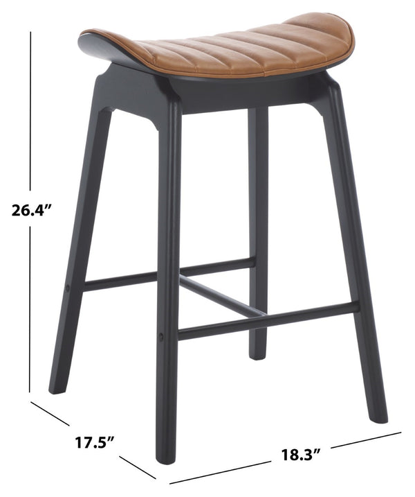 Safavieh Elline Wood And Vegan Leather Counter Stool - Elegant Dining Chair For Modern Home Decor Upgrade Black ,Brown 55% Wood,15% Fabric,30% Foam Sfv6714b-set2