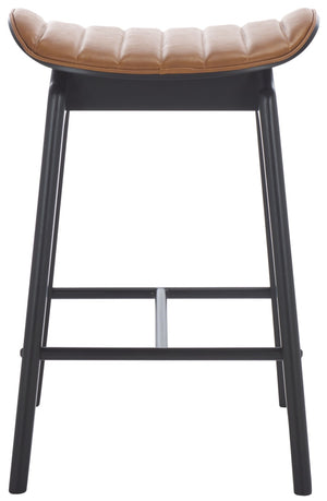 Safavieh Elline Wood And Vegan Leather Counter Stool - Elegant Dining Chair For Modern Home Decor Upgrade Black ,Brown 55% Wood,15% Fabric,30% Foam Sfv6714b-set2