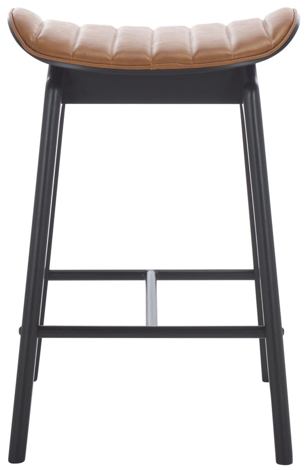 Safavieh Elline Wood And Vegan Leather Counter Stool - Elegant Dining Chair For Modern Home Decor Upgrade Black ,Brown 55% Wood,15% Fabric,30% Foam Sfv6714b-set2