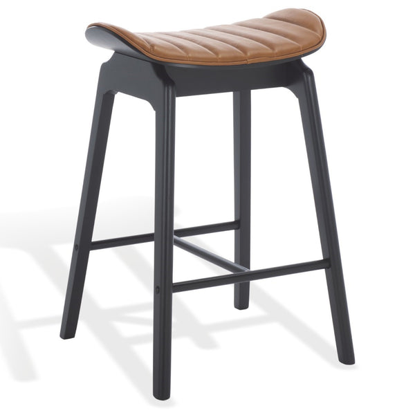 Safavieh Elline Wood And Vegan Leather Counter Stool - Elegant Dining Chair For Modern Home Decor Upgrade Black ,Brown 55% Wood,15% Fabric,30% Foam Sfv6714b-set2