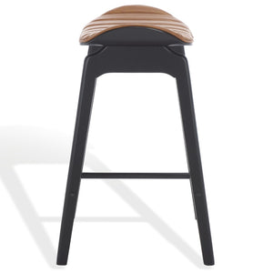 Safavieh Elline Wood And Vegan Leather Counter Stool - Elegant Dining Chair For Modern Home Decor Upgrade Black ,Brown 55% Wood,15% Fabric,30% Foam Sfv6714b-set2