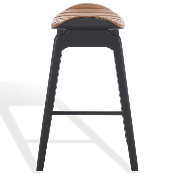 Safavieh Elline Wood And Vegan Leather Counter Stool - Elegant Dining Chair For Modern Home Decor Upgrade Black ,Brown 55% Wood,15% Fabric,30% Foam Sfv6714b-set2