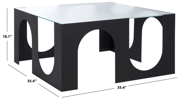 Safavieh Brayberry Glass Top Metal Coffee Table - Stylish Black Iron Frame & Clear Glass Design For Modern Living Black ,Clear 60% Metal,40% Tempered Glass Sfv6802a