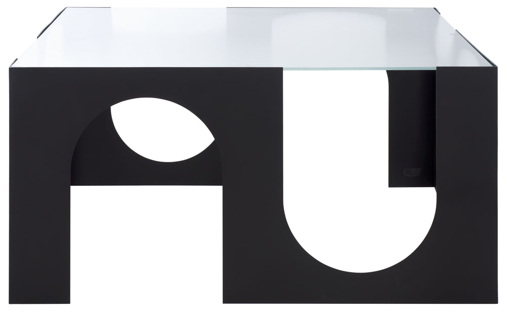 Safavieh Brayberry Glass Top Metal Coffee Table - Stylish Black Iron Frame & Clear Glass Design For Modern Living Black ,Clear 60% Metal,40% Tempered Glass Sfv6802a