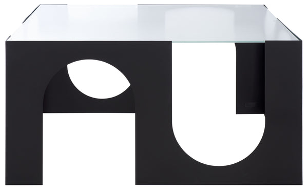 Safavieh Brayberry Glass Top Metal Coffee Table - Stylish Black Iron Frame & Clear Glass Design For Modern Living Black ,Clear 60% Metal,40% Tempered Glass Sfv6802a