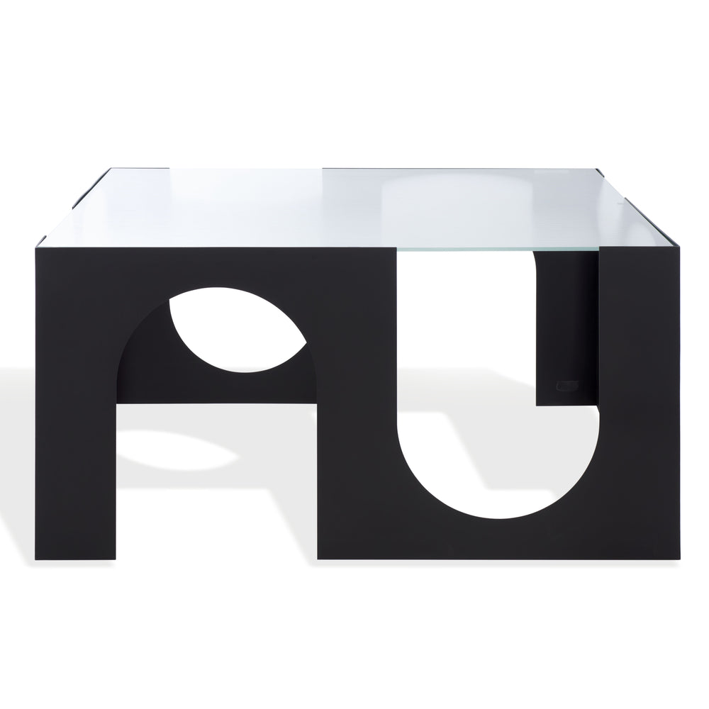 Safavieh Brayberry Glass Top Metal Coffee Table - Stylish Black Iron Frame & Clear Glass Design For Modern Living Black ,Clear 60% Metal,40% Tempered Glass Sfv6802a