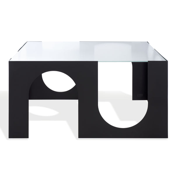 Safavieh Brayberry Glass Top Metal Coffee Table - Stylish Black Iron Frame & Clear Glass Design For Modern Living Black ,Clear 60% Metal,40% Tempered Glass Sfv6802a