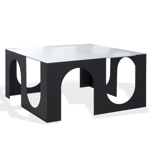 Safavieh Brayberry Glass Top Metal Coffee Table - Stylish Black Iron Frame & Clear Glass Design For Modern Living Black ,Clear 60% Metal,40% Tempered Glass Sfv6802a