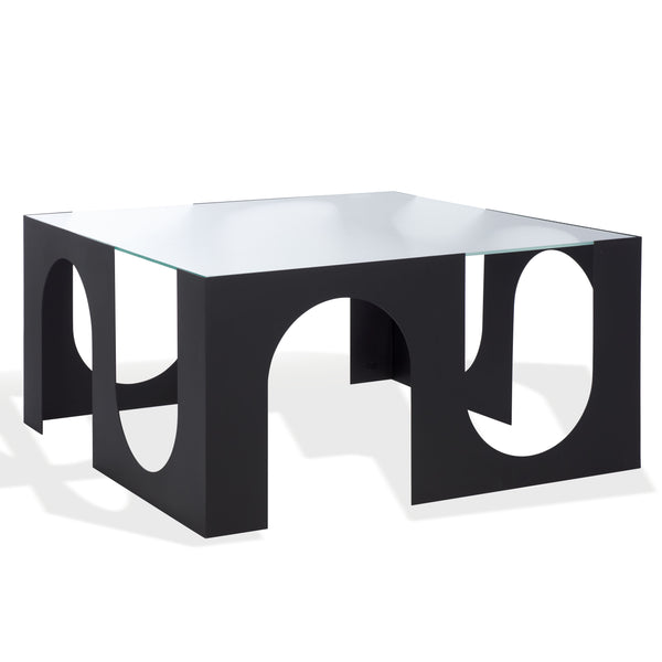 Safavieh Brayberry Glass Top Metal Coffee Table - Stylish Black Iron Frame & Clear Glass Design For Modern Living Black ,Clear 60% Metal,40% Tempered Glass Sfv6802a