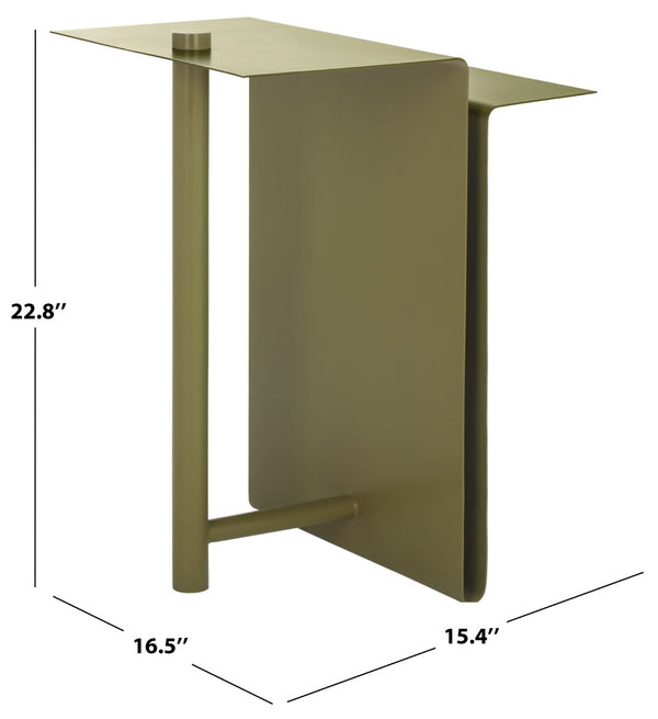 Safavieh ALDWYN Metal Accent Table - Modern Minimalist Design for Stylish Home Decor and Versatile Use Olive Green SFV6803B