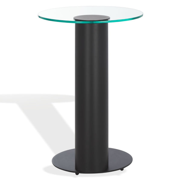 Safavieh RICHARDSON Glass-Top Metal Accent Table - Sleek Modern Design for Living Room and Bedroom Spaces Black / Clear SFV6804A
