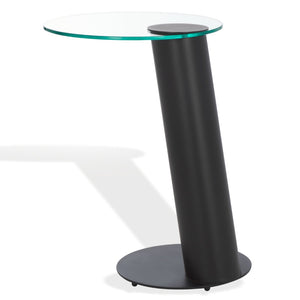 Safavieh RICHARDSON Glass-Top Metal Accent Table - Sleek Modern Design for Living Room and Bedroom Spaces Black / Clear SFV6804A