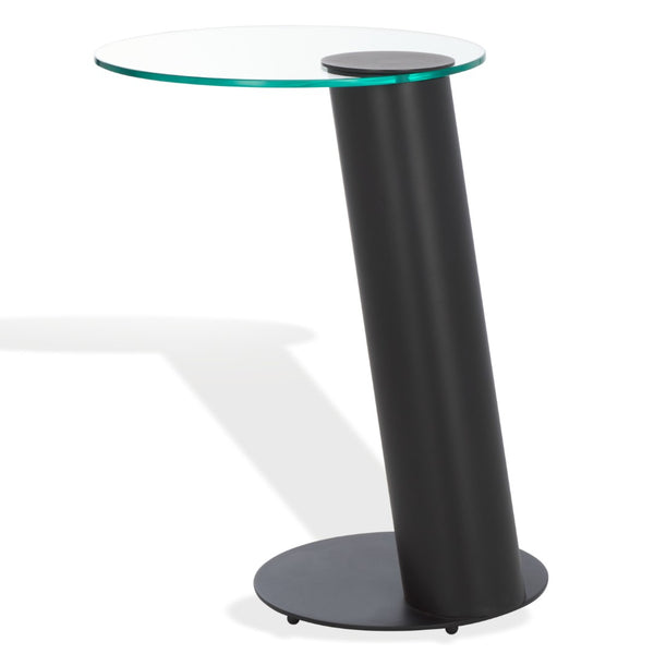 Safavieh RICHARDSON Glass-Top Metal Accent Table - Sleek Modern Design for Living Room and Bedroom Spaces Black / Clear SFV6804A