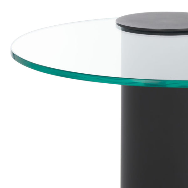 Safavieh RICHARDSON Glass-Top Metal Accent Table - Sleek Modern Design for Living Room and Bedroom Spaces Black / Clear SFV6804A