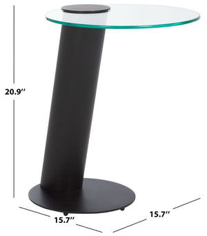 Safavieh RICHARDSON Glass-Top Metal Accent Table - Sleek Modern Design for Living Room and Bedroom Spaces Black / Clear SFV6804A