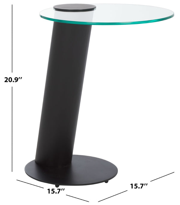 Safavieh RICHARDSON Glass-Top Metal Accent Table - Sleek Modern Design for Living Room and Bedroom Spaces Black / Clear SFV6804A