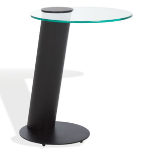 Safavieh RICHARDSON Glass-Top Metal Accent Table - Sleek Modern Design for Living Room and Bedroom Spaces Black / Clear SFV6804A