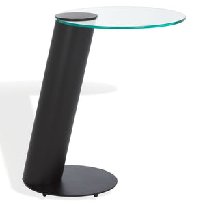 Safavieh RICHARDSON Glass-Top Metal Accent Table - Sleek Modern Design for Living Room and Bedroom Spaces Black / Clear SFV6804A