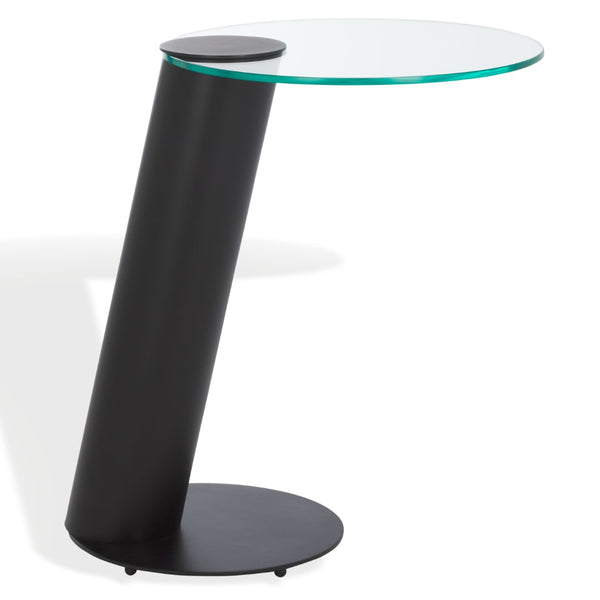 Safavieh RICHARDSON Glass-Top Metal Accent Table - Sleek Modern Design for Living Room and Bedroom Spaces Black / Clear SFV6804A