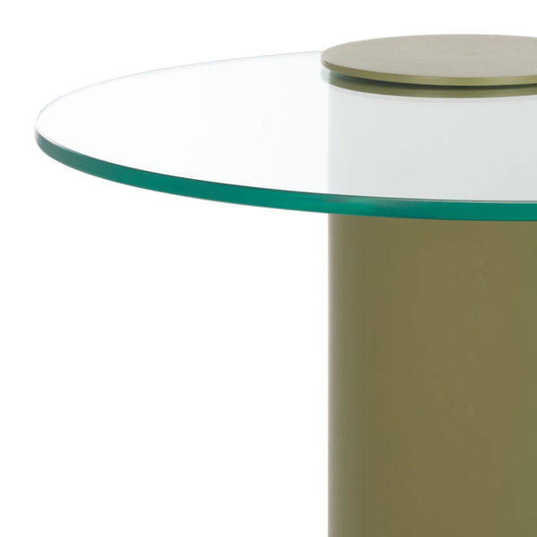 Safavieh RICHARDSON Glass-Top Metal Accent Table - Sleek Modern Design for Living Room and Bedroom Spaces Olive Green / Clear SFV6804B
