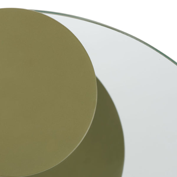 Safavieh RICHARDSON Glass-Top Metal Accent Table - Sleek Modern Design for Living Room and Bedroom Spaces Olive Green / Clear SFV6804B
