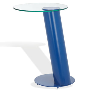 Safavieh RICHARDSON Glass-Top Metal Accent Table - Sleek Modern Design for Living Room and Bedroom Spaces Blue / Clear SFV6804C