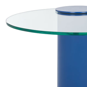 Safavieh RICHARDSON Glass-Top Metal Accent Table - Sleek Modern Design for Living Room and Bedroom Spaces Blue / Clear SFV6804C