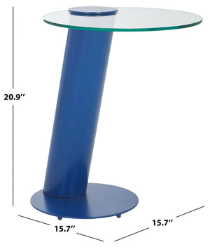 Safavieh RICHARDSON Glass-Top Metal Accent Table - Sleek Modern Design for Living Room and Bedroom Spaces Blue / Clear SFV6804C