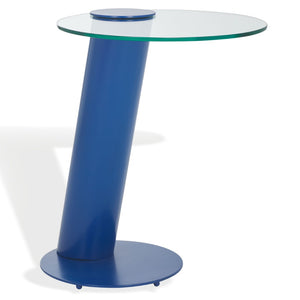 Safavieh RICHARDSON Glass-Top Metal Accent Table - Sleek Modern Design for Living Room and Bedroom Spaces Blue / Clear SFV6804C