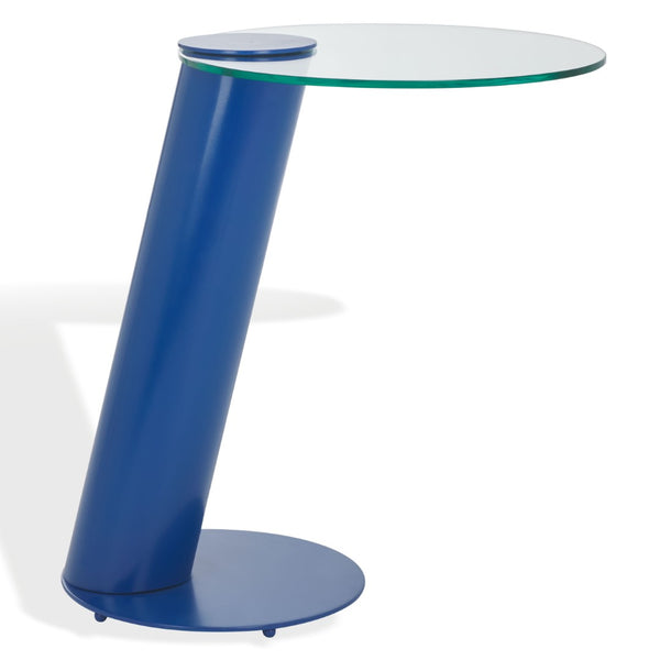 Safavieh RICHARDSON Glass-Top Metal Accent Table - Sleek Modern Design for Living Room and Bedroom Spaces Blue / Clear SFV6804C