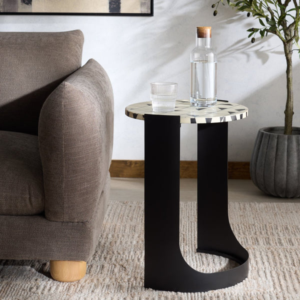 Tomlinson Resin Top Accent Table With High-Contrast Resin Surface And Sturdy Iron Base For Style And Functionality