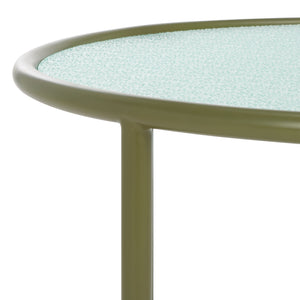 Safavieh Zuzana Glass Top Coffee Table - Stylish Modern Design With Durable Wood And Iron Base For Living Rooms Olive Green ,Clear 60% Metal,40% Tempered Glass Sfv6806b