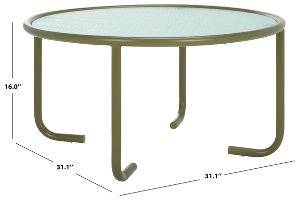 Safavieh Zuzana Glass Top Coffee Table - Stylish Modern Design With Durable Wood And Iron Base For Living Rooms Olive Green ,Clear 60% Metal,40% Tempered Glass Sfv6806b