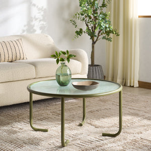 Safavieh Zuzana Glass Top Coffee Table - Stylish Modern Design With Durable Wood And Iron Base For Living Rooms Olive Green ,Clear 60% Metal,40% Tempered Glass Sfv6806b