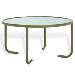 Safavieh Zuzana Glass Top Coffee Table - Stylish Modern Design With Durable Wood And Iron Base For Living Rooms Olive Green ,Clear 60% Metal,40% Tempered Glass Sfv6806b
