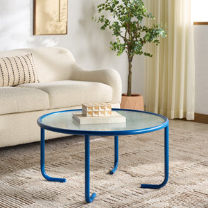 Safavieh Zuzana Glass Top Coffee Table - Stylish Modern Design With Durable Wood And Iron Base For Living Rooms Blue ,Clear 60% Metal,40% Tempered Glass Sfv6806c
