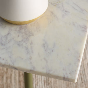 Safavieh Albertelli Marble Top Drink Table - Stylish Olive Green & White Accent For Elegant Living Spaces Olive Green ,White 60% Metal,40% Stone Sfv6807a