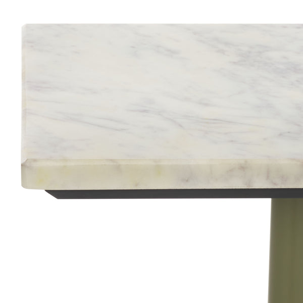 Safavieh Albertelli Marble Top Drink Table - Stylish Olive Green & White Accent For Elegant Living Spaces Olive Green ,White 60% Metal,40% Stone Sfv6807a
