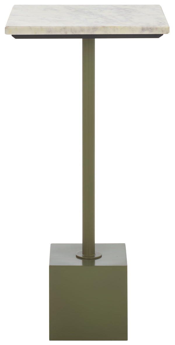 Safavieh Albertelli Marble Top Drink Table - Stylish Olive Green & White Accent For Elegant Living Spaces Olive Green ,White 60% Metal,40% Stone Sfv6807a